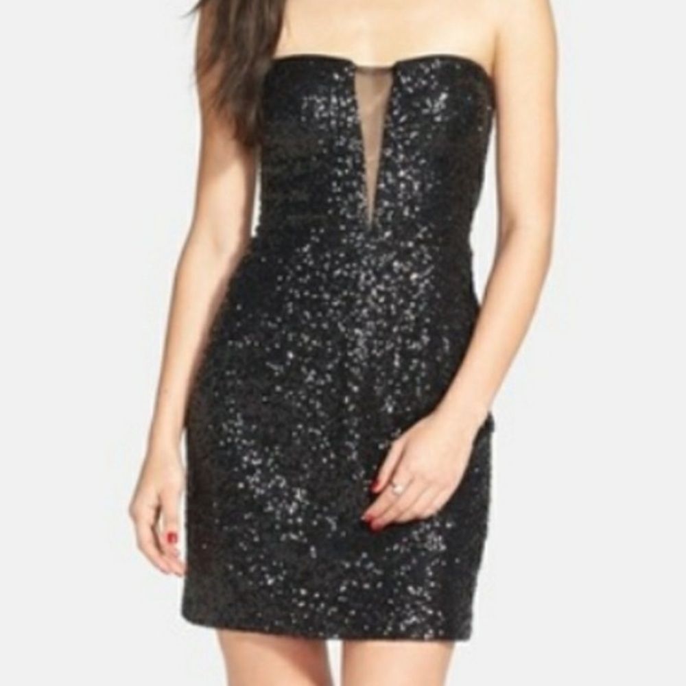 Hailey Logan By Adrianna Papell Black Sequin Dress Xs